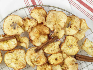 Air Fryer Apple Chips with Chocolate Tahini Dip - Food & Nutrition Magazine - Stone Soup