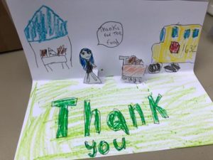 Thank-you card received by Austin Independent School District’s Nutrition and Food Services