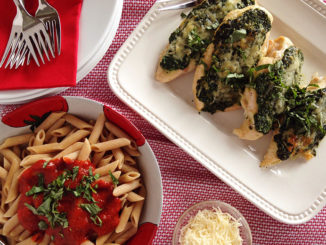 Baked Chicken Breasts with Spinach Pesto and Parmesan