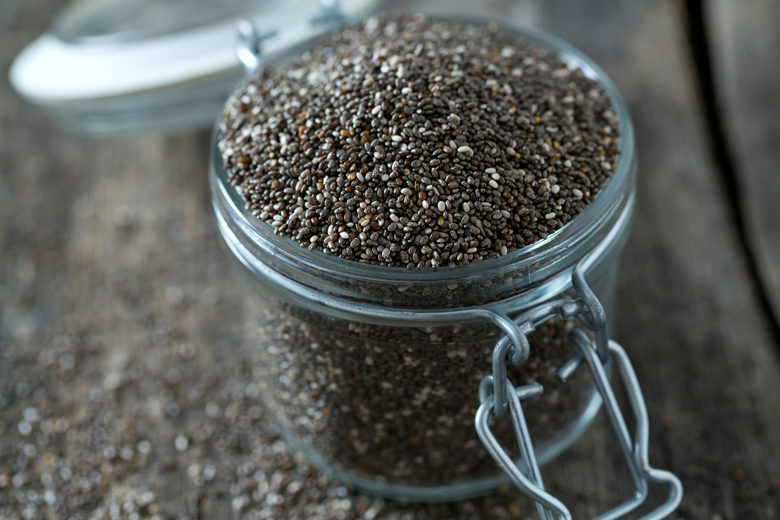 chia seeds in a jar with lid