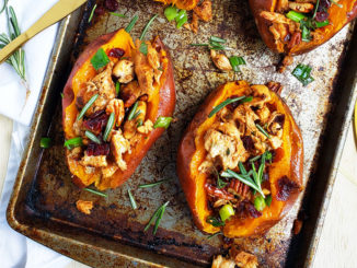 Cranberry Pecan Chicken Stuffed Sweet Potatoes - Food & Nutrition Magazine - Stone Soup