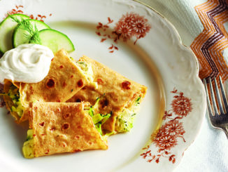 Cheesy Crepes with Zucchini on plate