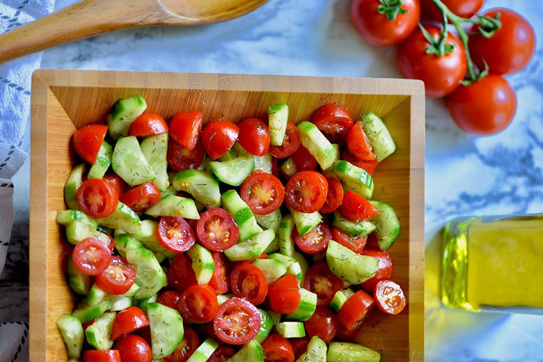 Cucumber Tomato Salad with Balsamic and Dill - Food & Nutrition Magazine - Stone Soup