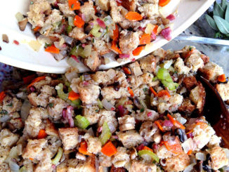 Oatmeal Bread Dressing with Bacon and Fresh Herbs