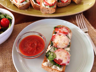 French Bread Pizza with Herbed Ricotta, Spinach & Tomatoes