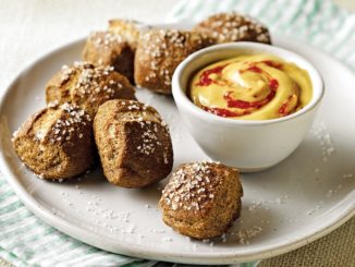 Whole-Wheat Pretzel Bites with Asian-Style Honey Mustard Dipping Sauce