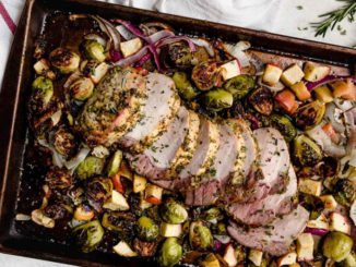 One-Pan Pork Loin with Brussels and Apples - Food & Nutrition Magazine - Stone Soup