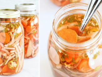 Pickled vegetables in a Mason Jar