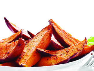 Portion of sweet potato wedges