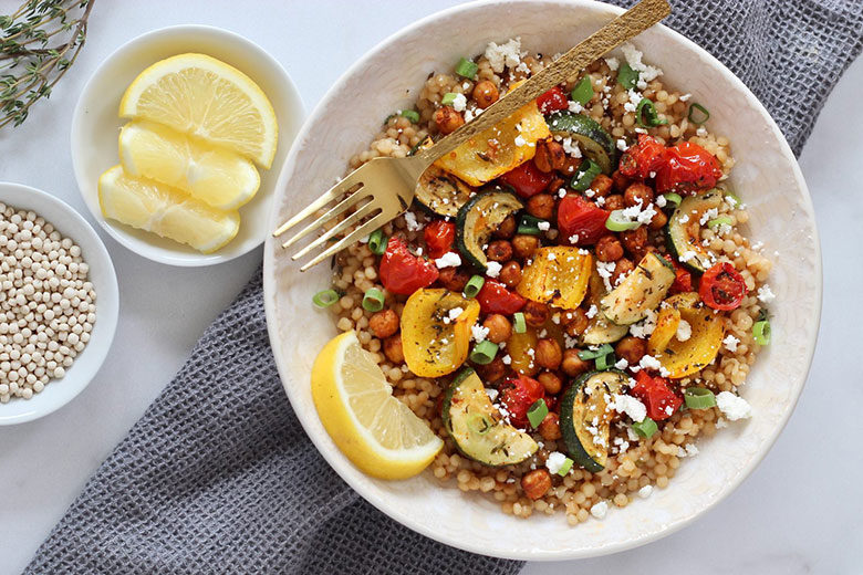 Roasted Chickpea Couscous Bowls - Food & Nutrition Magazine - Stone Soup