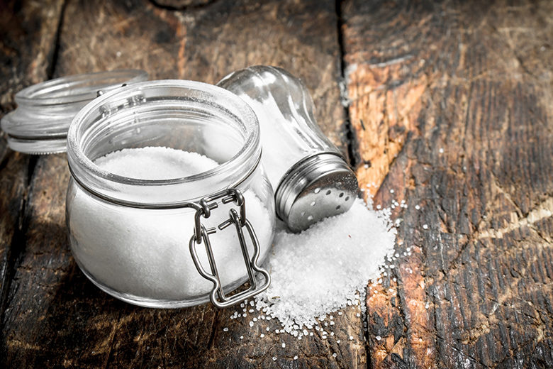 Salt in a glass jar.