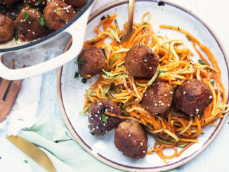 Sesame Turkey Meatballs with Veggie Noodles - Food & Nutrition Magazine - Stone Soup
