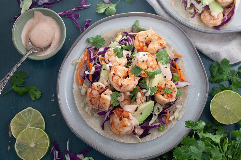 The Easiest Shrimp Tacos with Sesame Slaw - Food & Nutrition Magazine - Stone Soup