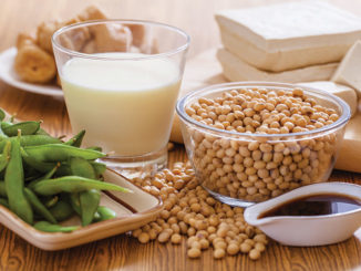 Soy products on display on a table