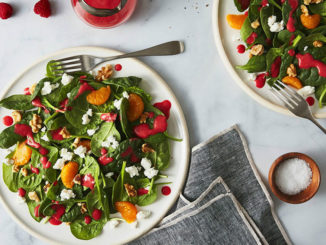 Spinach, Goat Cheese & Walnut Salad with Raspberry Vinaigrette - Food & Nutrition Magazine - Stone Soup