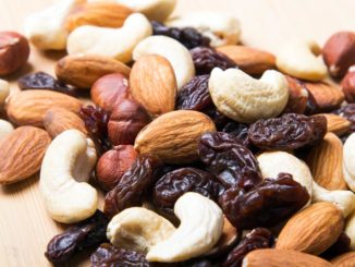 Nuts and raisins closeup