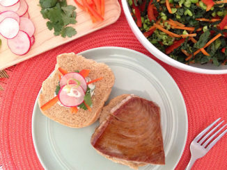 Tuna Steak Sandwiches with Honey and Sriracha Glaze & Cilantro Mayo