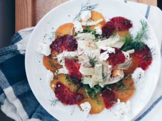Winter Salad with Yellow Beet, Blood Orange, Fennel and Chèvre